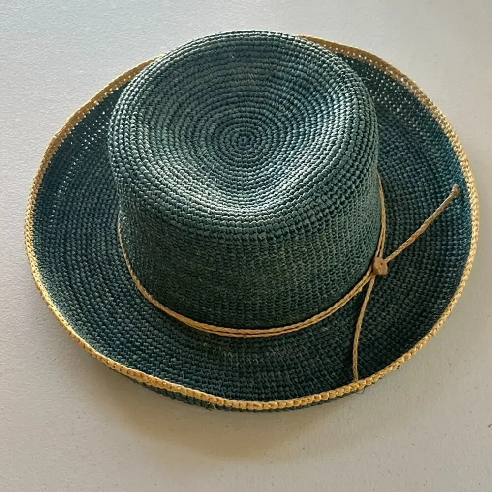 Sunwear Straw Sun Hat Fishing Outdoor Natural Fibers One Size Aqua Blue